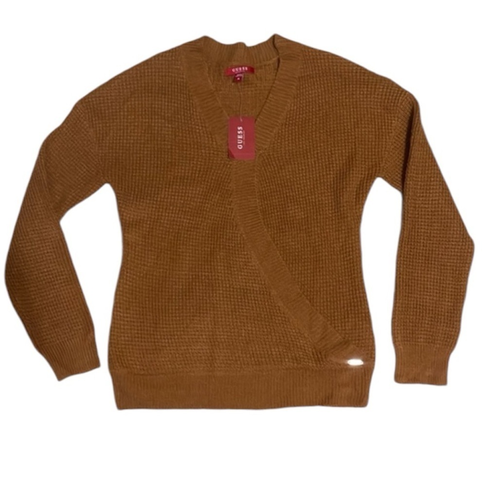 GUESS NWT Women’s Rust Faux Wrap Sweater Size Medium NEW